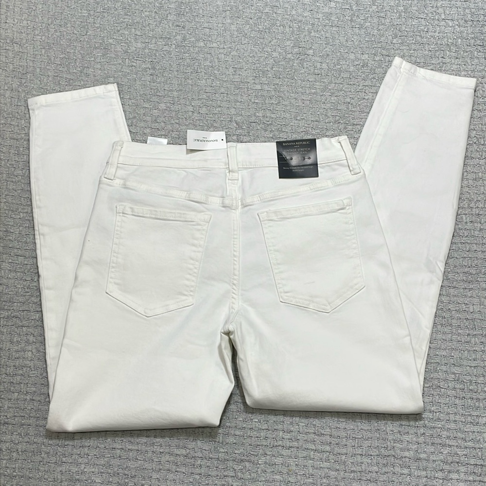 NWT Banana Republic Vintage Stretch Skinny New House Pure White Jeans Size 28/6